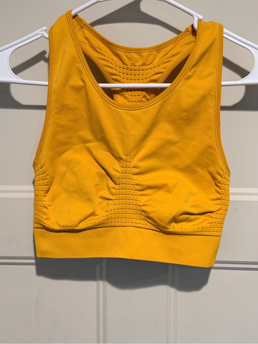 Sweaty Betty Yellow Ribbed Seamless Sports Bra - M
